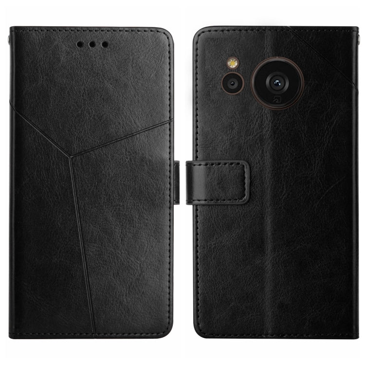 For Sharp Aquos Sense7 SH-V48 HT01 Y-shaped Pattern Flip Leather Phone Case