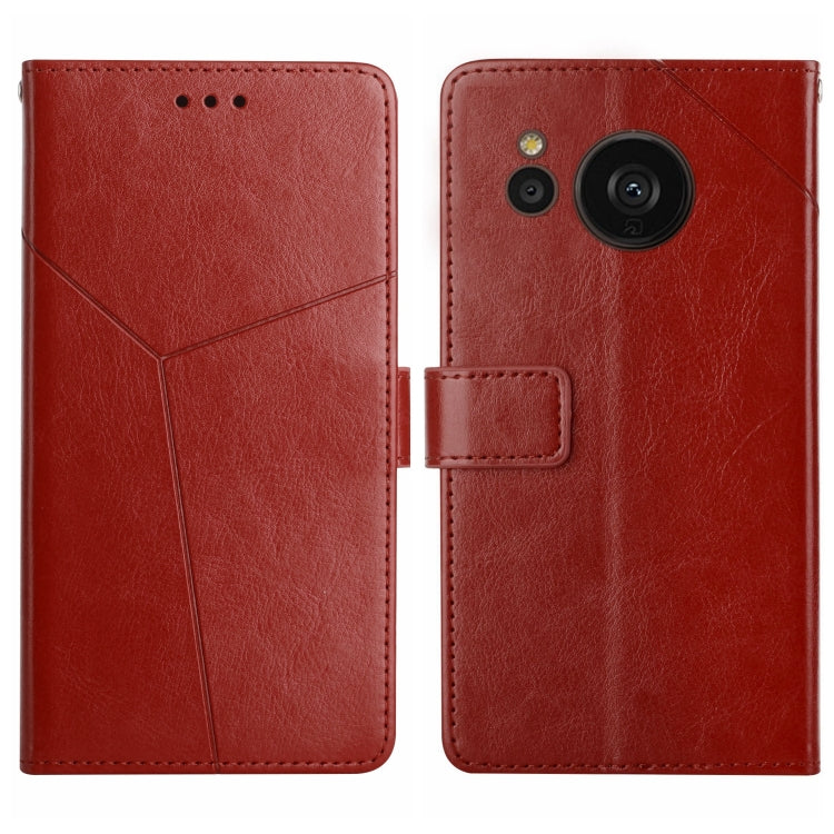 For Sharp Aquos Sense7 SH-V48 HT01 Y-shaped Pattern Flip Leather Phone Case