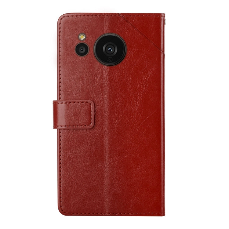 For Sharp Aquos Sense7 SH-V48 HT01 Y-shaped Pattern Flip Leather Phone Case