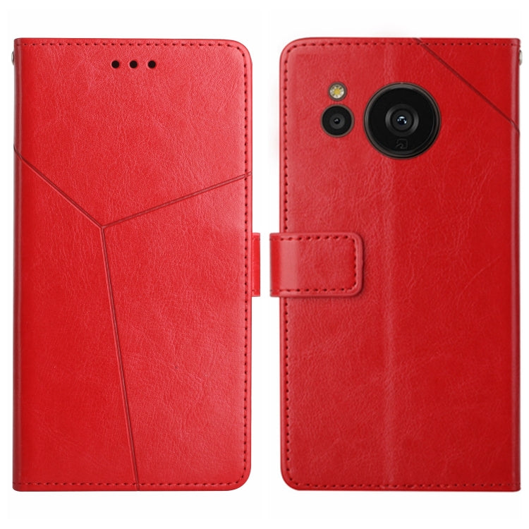 For Sharp Aquos Sense7 SH-V48 HT01 Y-shaped Pattern Flip Leather Phone Case