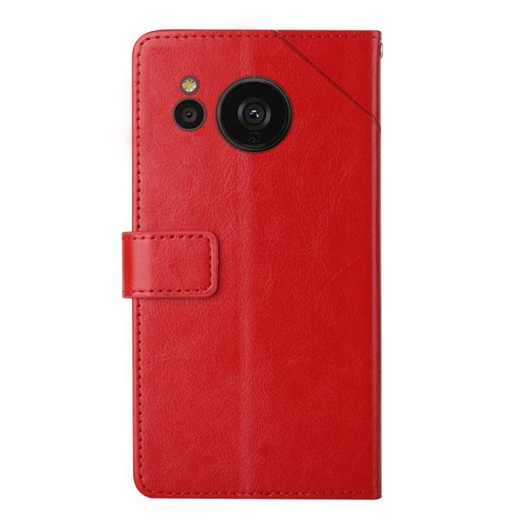 For Sharp Aquos Sense7 SH-V48 HT01 Y-shaped Pattern Flip Leather Phone Case