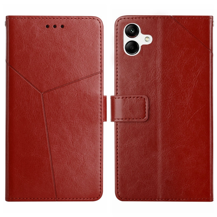 For Samsung Galaxy A04E HT01 Y-shaped Pattern Flip Leather Phone Case