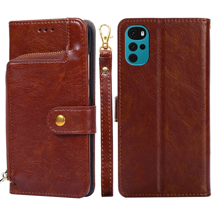 For Motorola Moto E32 India/E22s 4G Global Zipper Bag Leather Phone Case