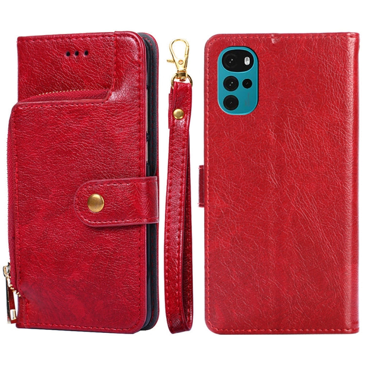 For Motorola Moto E32 India/E22s 4G Global Zipper Bag Leather Phone Case