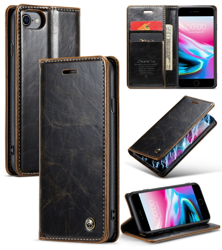 For iPhone SE 2022 / SE 2020 / 7 / 8 CaseMe 003 Crazy Horse Texture Leather Phone Case