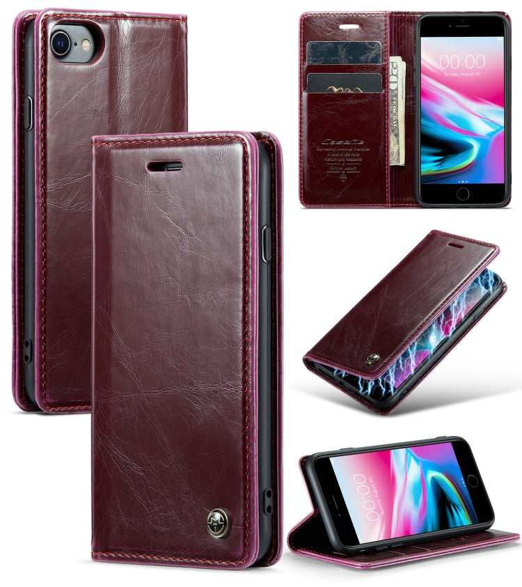 For iPhone SE 2022 / SE 2020 / 7 / 8 CaseMe 003 Crazy Horse Texture Leather Phone Case