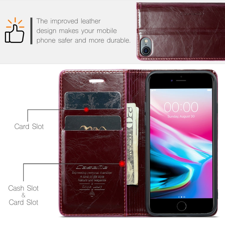 For iPhone SE 2022 / SE 2020 / 7 / 8 CaseMe 003 Crazy Horse Texture Leather Phone Case