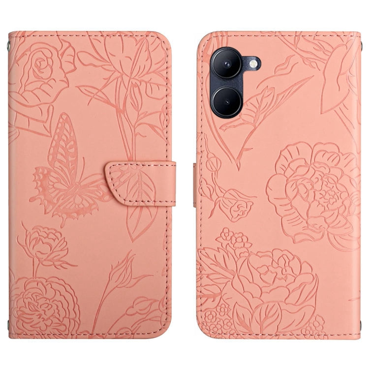 For Realme 10 4G HT03 Skin Feel Butterfly Embossed Flip Leather Phone Case