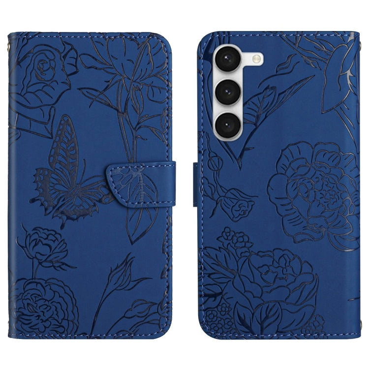 For Samsung Galaxy S23+ 5G HT03 Skin Feel Butterfly Embossed Flip Leather Phone Case