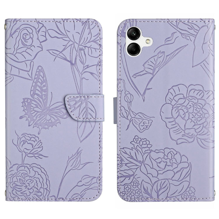 For Samsung Galaxy A04E HT03 Skin Feel Butterfly Embossed Flip Leather Phone Case