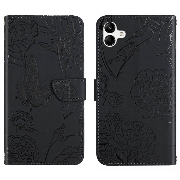 For Samsung Galaxy A04E HT03 Skin Feel Butterfly Embossed Flip Leather Phone Case