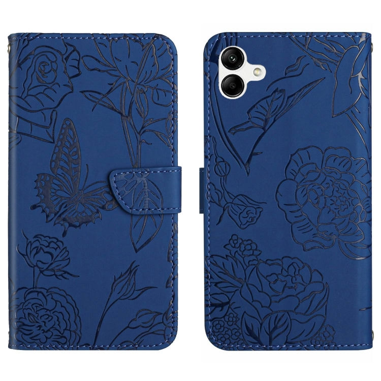 For Samsung Galaxy A04E HT03 Skin Feel Butterfly Embossed Flip Leather Phone Case