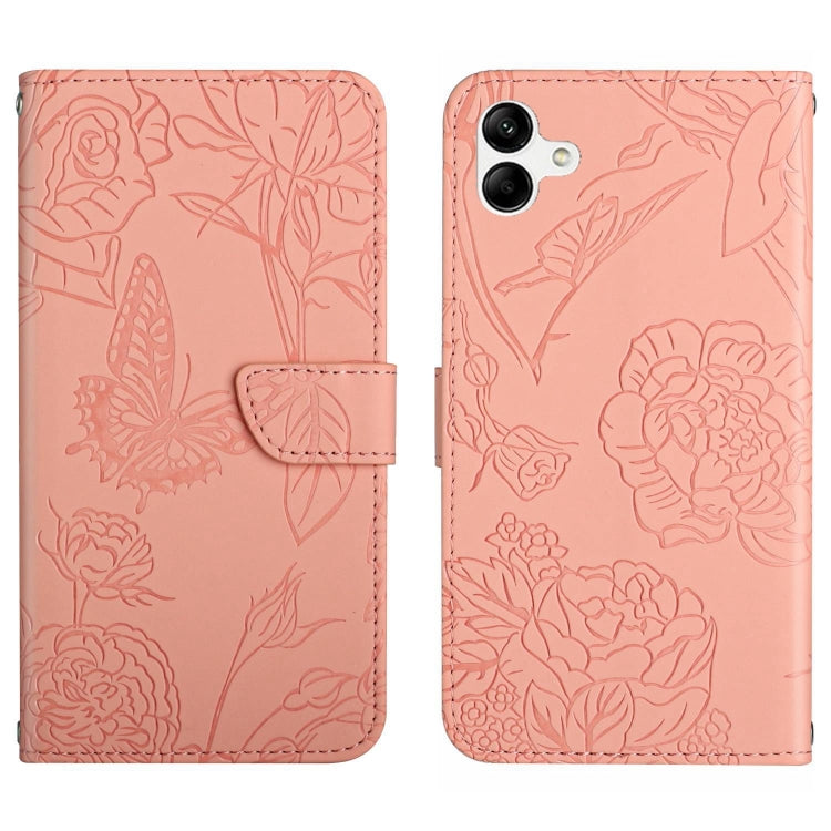 For Samsung Galaxy A04E HT03 Skin Feel Butterfly Embossed Flip Leather Phone Case