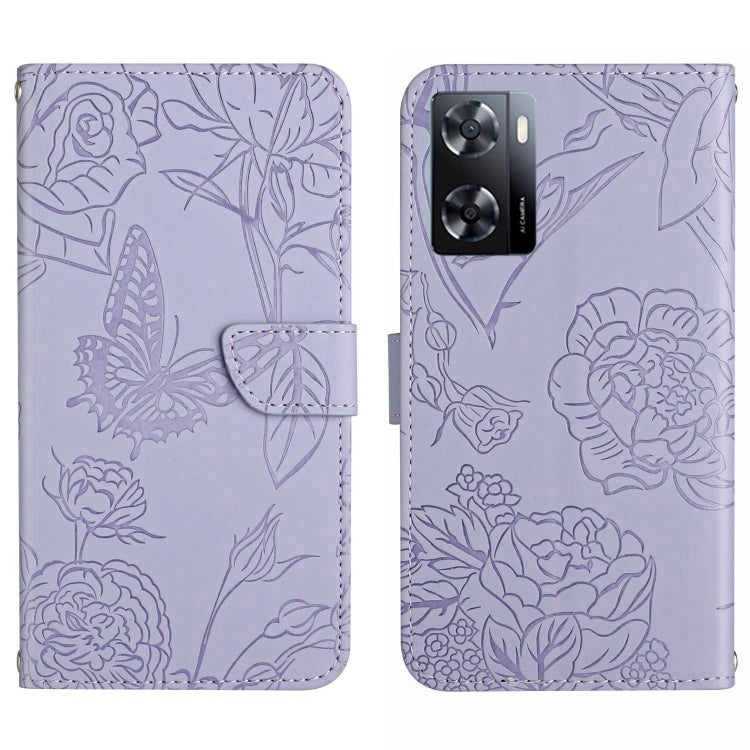 For OnePlus Nord N300 HT03 Skin Feel Butterfly Embossed Flip Leather Phone Case