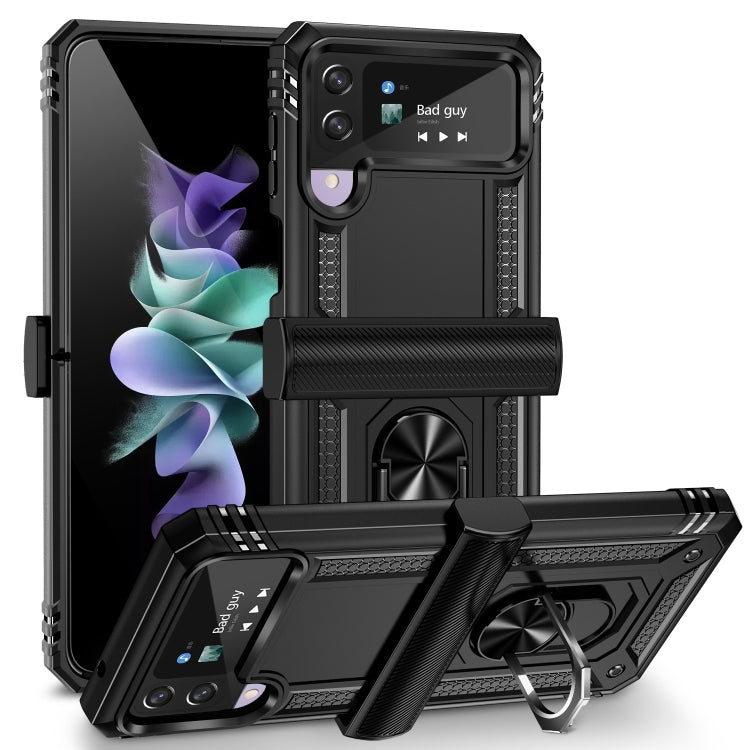 For Samsung Galaxy Z Flip4 Shockproof TPU + PC Protective Phone Case with 360 Degree Rotating Holder