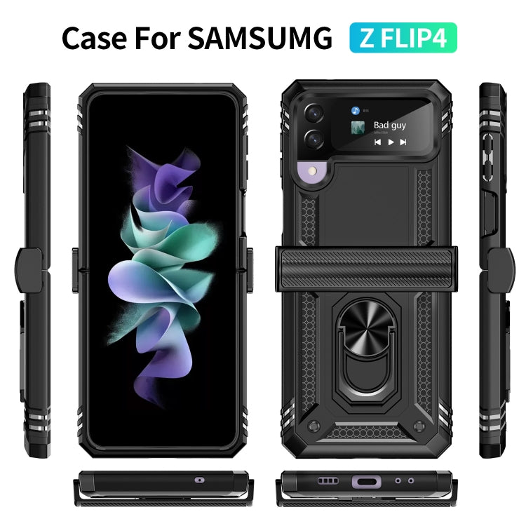 For Samsung Galaxy Z Flip4 Shockproof TPU + PC Protective Phone Case with 360 Degree Rotating Holder