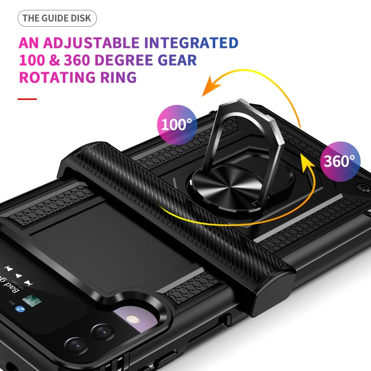 For Samsung Galaxy Z Flip4 Shockproof TPU + PC Protective Phone Case with 360 Degree Rotating Holder