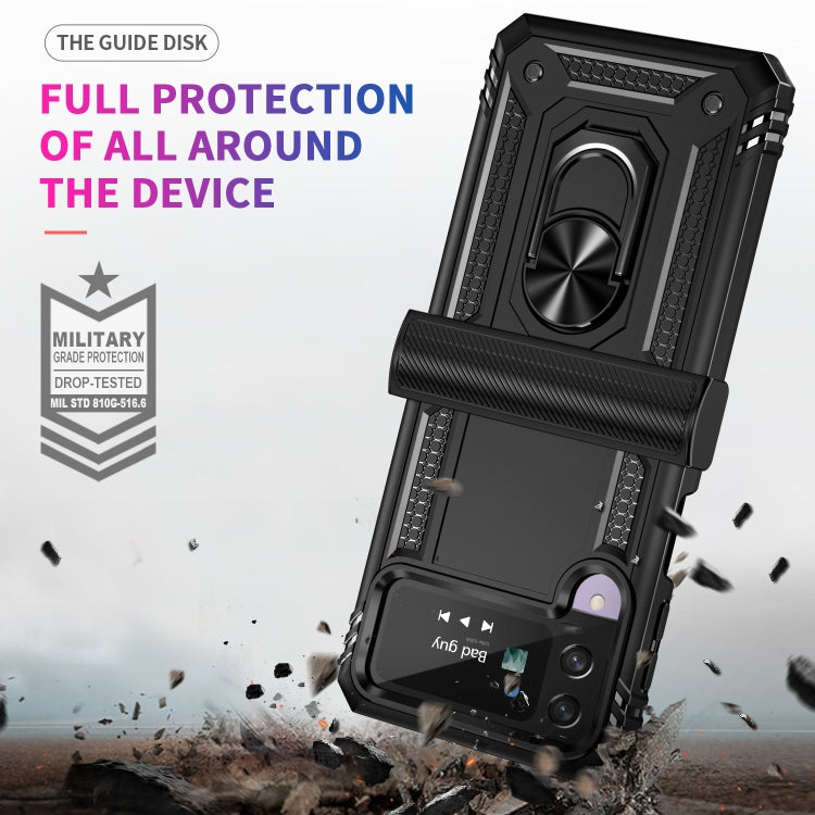 For Samsung Galaxy Z Flip4 Shockproof TPU + PC Protective Phone Case with 360 Degree Rotating Holder
