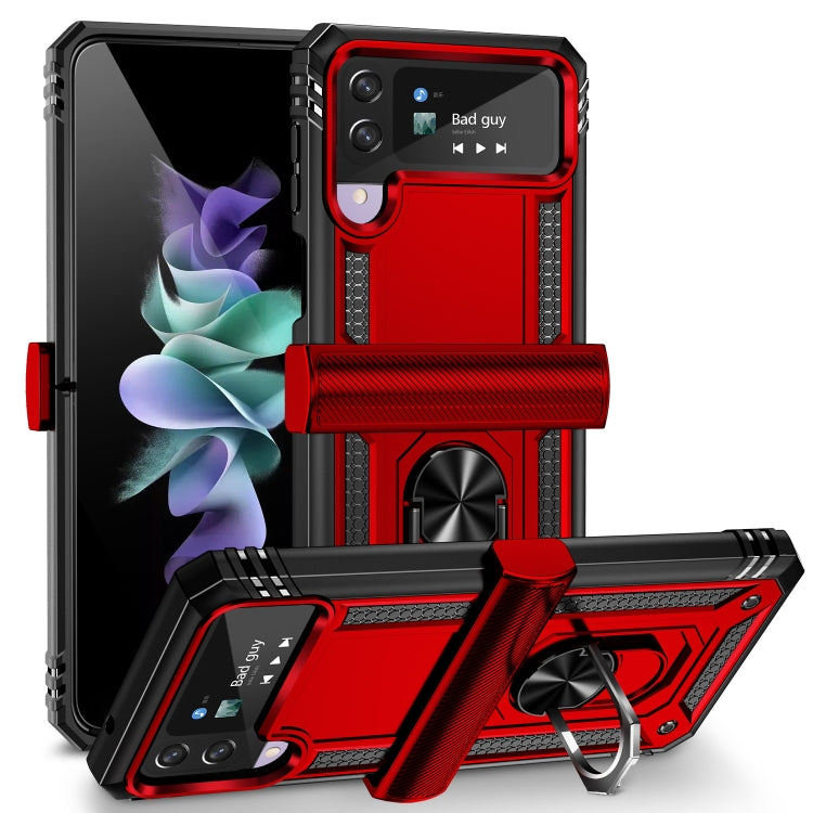 For Samsung Galaxy Z Flip4 Shockproof TPU + PC Protective Phone Case with 360 Degree Rotating Holder