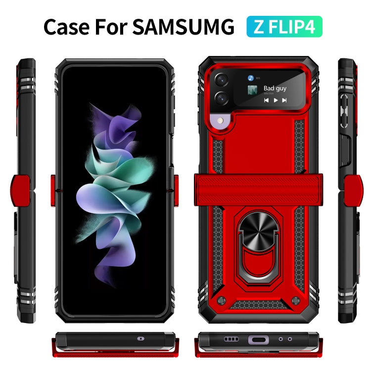 For Samsung Galaxy Z Flip4 Shockproof TPU + PC Protective Phone Case with 360 Degree Rotating Holder