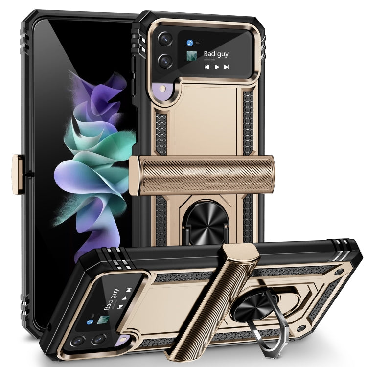 For Samsung Galaxy Z Flip4 Shockproof TPU + PC Protective Phone Case with 360 Degree Rotating Holder