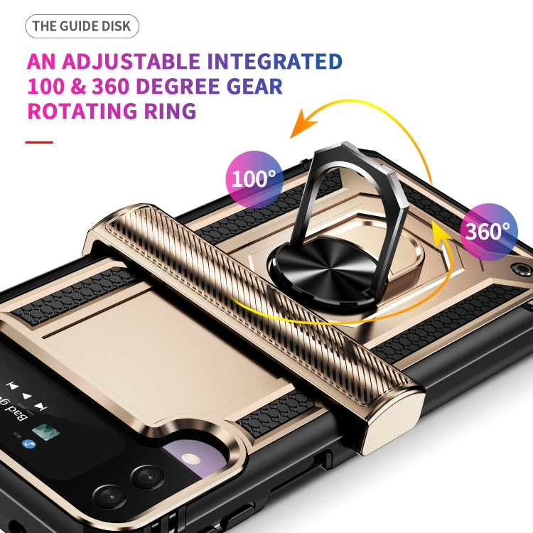 For Samsung Galaxy Z Flip4 Shockproof TPU + PC Protective Phone Case with 360 Degree Rotating Holder