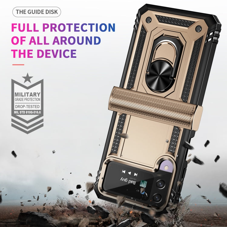 For Samsung Galaxy Z Flip4 Shockproof TPU + PC Protective Phone Case with 360 Degree Rotating Holder