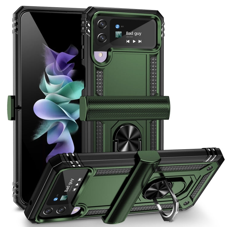 For Samsung Galaxy Z Flip4 Shockproof TPU + PC Protective Phone Case with 360 Degree Rotating Holder