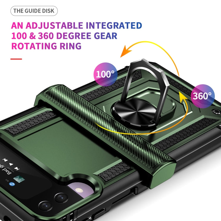 For Samsung Galaxy Z Flip4 Shockproof TPU + PC Protective Phone Case with 360 Degree Rotating Holder