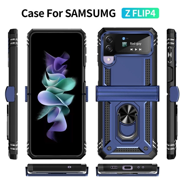 For Samsung Galaxy Z Flip4 Shockproof TPU + PC Protective Phone Case with 360 Degree Rotating Holder