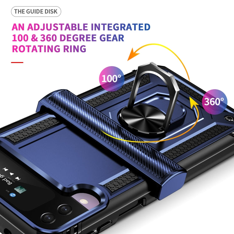 For Samsung Galaxy Z Flip4 Shockproof TPU + PC Protective Phone Case with 360 Degree Rotating Holder