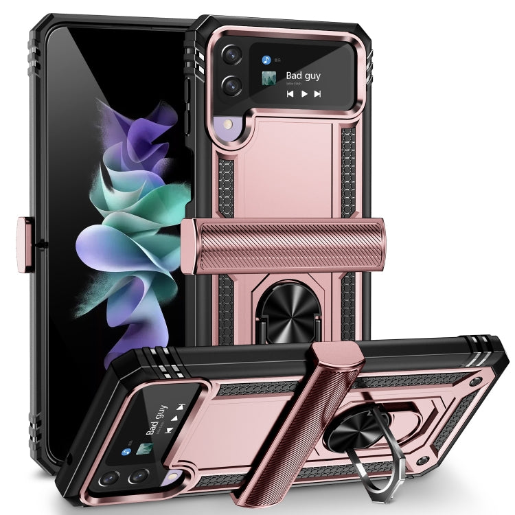 For Samsung Galaxy Z Flip4 Shockproof TPU + PC Protective Phone Case with 360 Degree Rotating Holder