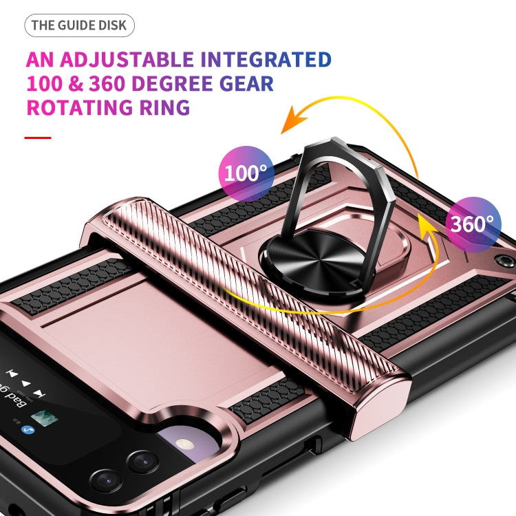 For Samsung Galaxy Z Flip4 Shockproof TPU + PC Protective Phone Case with 360 Degree Rotating Holder