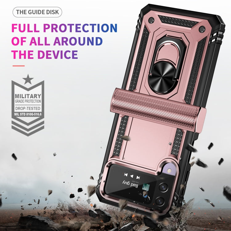 For Samsung Galaxy Z Flip4 Shockproof TPU + PC Protective Phone Case with 360 Degree Rotating Holder