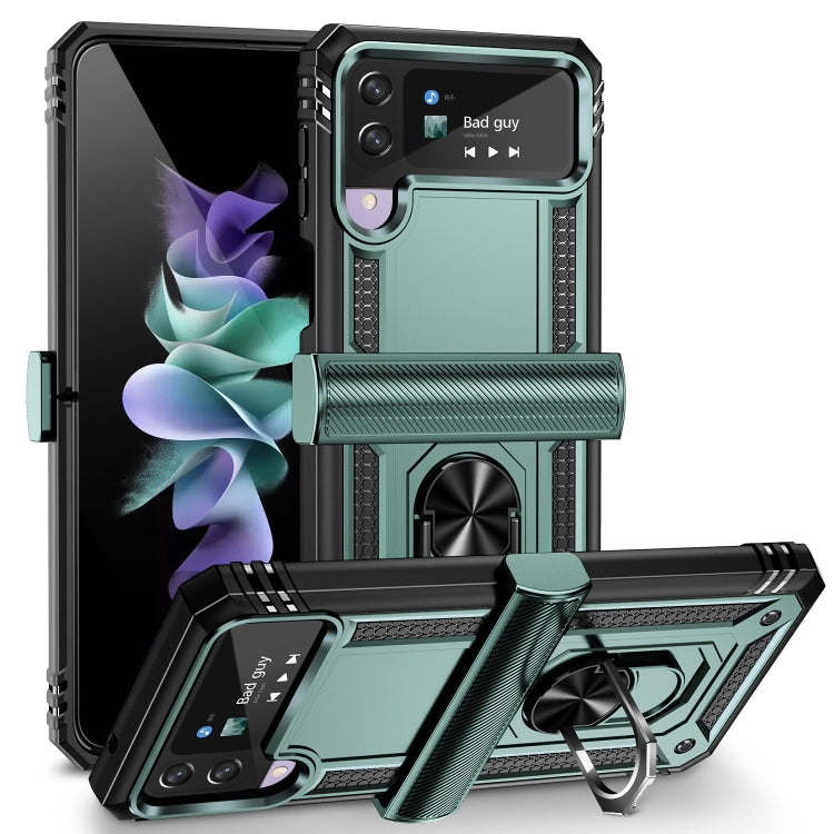 For Samsung Galaxy Z Flip4 Shockproof TPU + PC Protective Phone Case with 360 Degree Rotating Holder