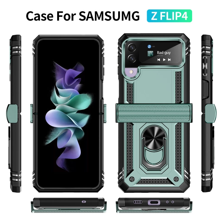 For Samsung Galaxy Z Flip4 Shockproof TPU + PC Protective Phone Case with 360 Degree Rotating Holder