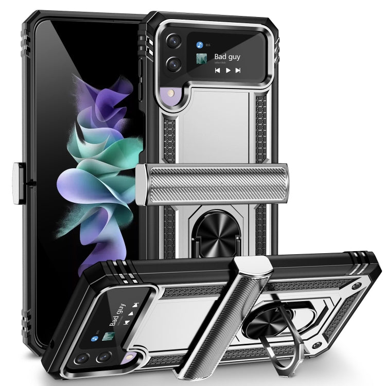 For Samsung Galaxy Z Flip4 Shockproof TPU + PC Protective Phone Case with 360 Degree Rotating Holder