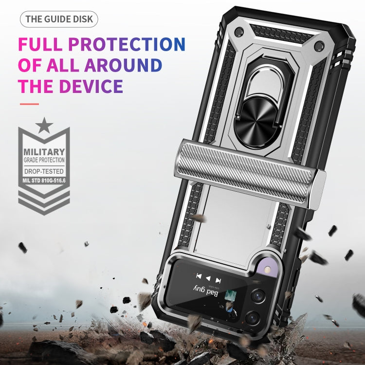 For Samsung Galaxy Z Flip4 Shockproof TPU + PC Protective Phone Case with 360 Degree Rotating Holder