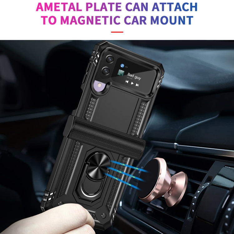 For Samsung Galaxy Z Flip4 Shockproof TPU + PC Protective Phone Case with 360 Degree Rotating Holder
