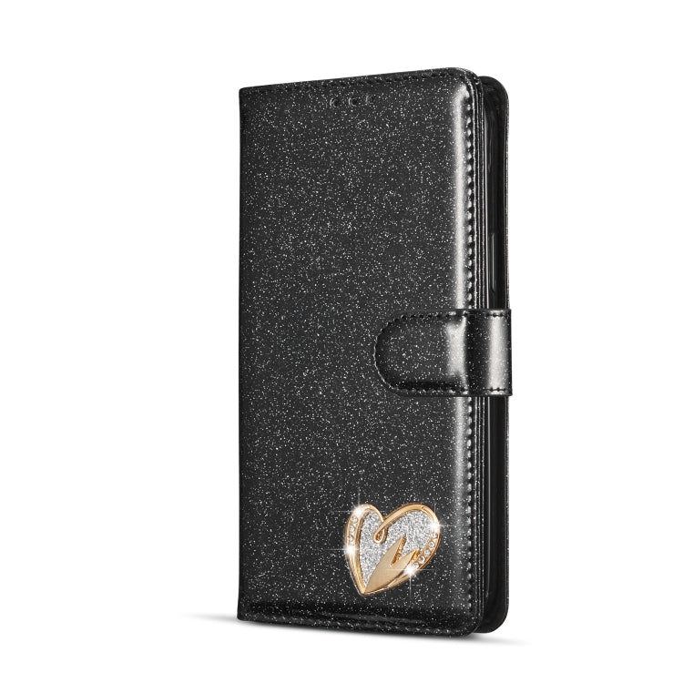 For iPhone 14 Glitter Powder Love Leather Phone Case