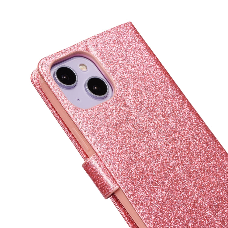 For iPhone 14 Glitter Powder Love Leather Phone Case