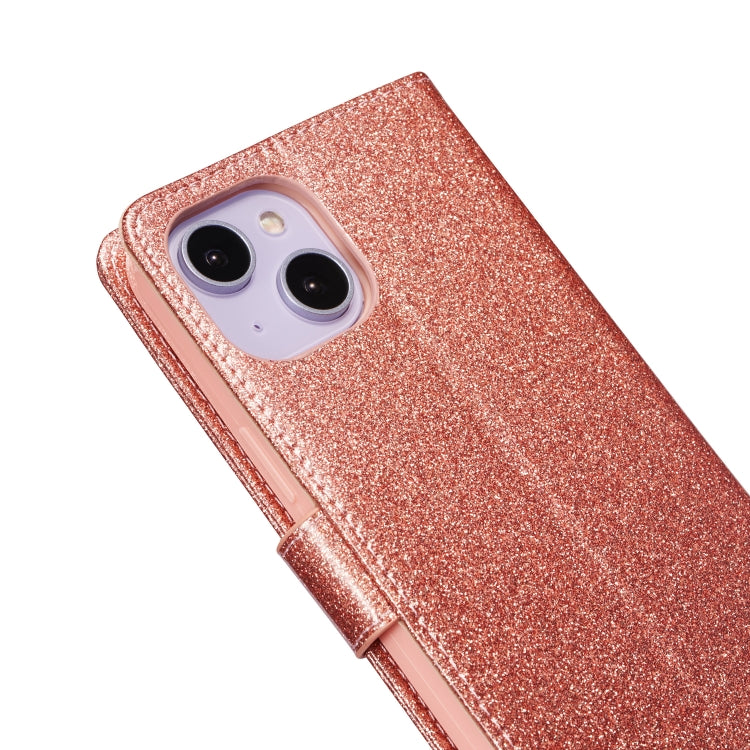 For iPhone 14 Glitter Powder Love Leather Phone Case