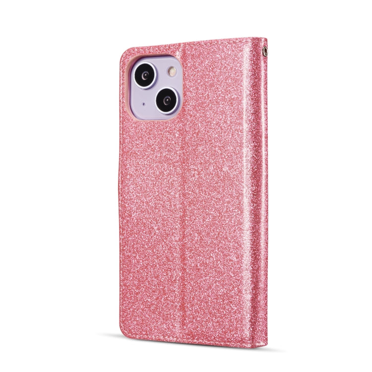 For iPhone 14 Plus Glitter Powder Love Leather Phone Case