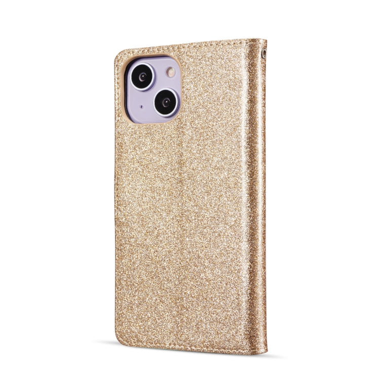 For iPhone 14 Plus Glitter Powder Love Leather Phone Case