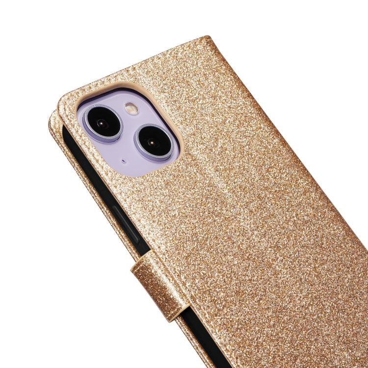 For iPhone 14 Plus Glitter Powder Love Leather Phone Case