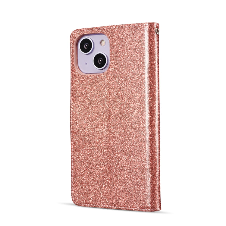 For iPhone 14 Plus Glitter Powder Love Leather Phone Case