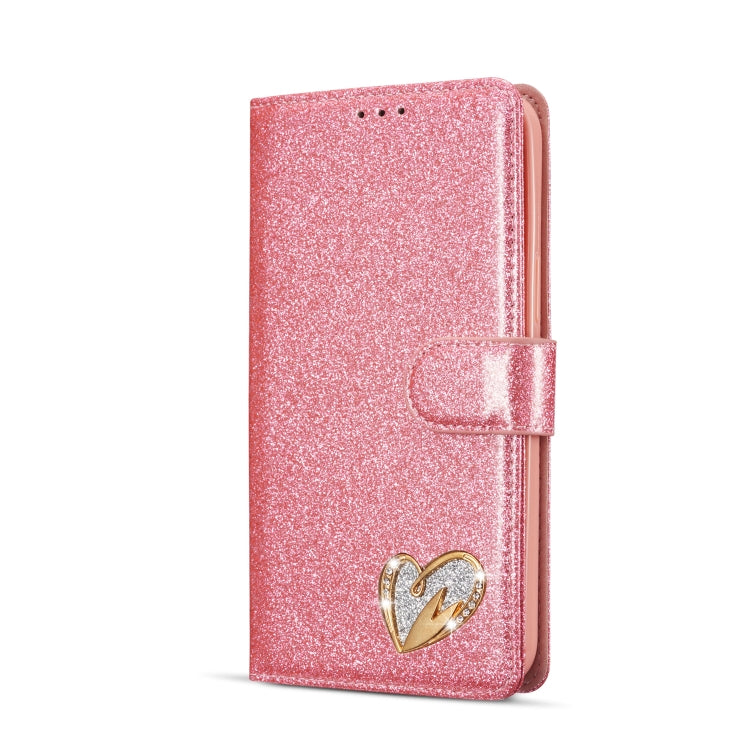 For iPhone 14 Pro Glitter Powder Love Leather Phone Case