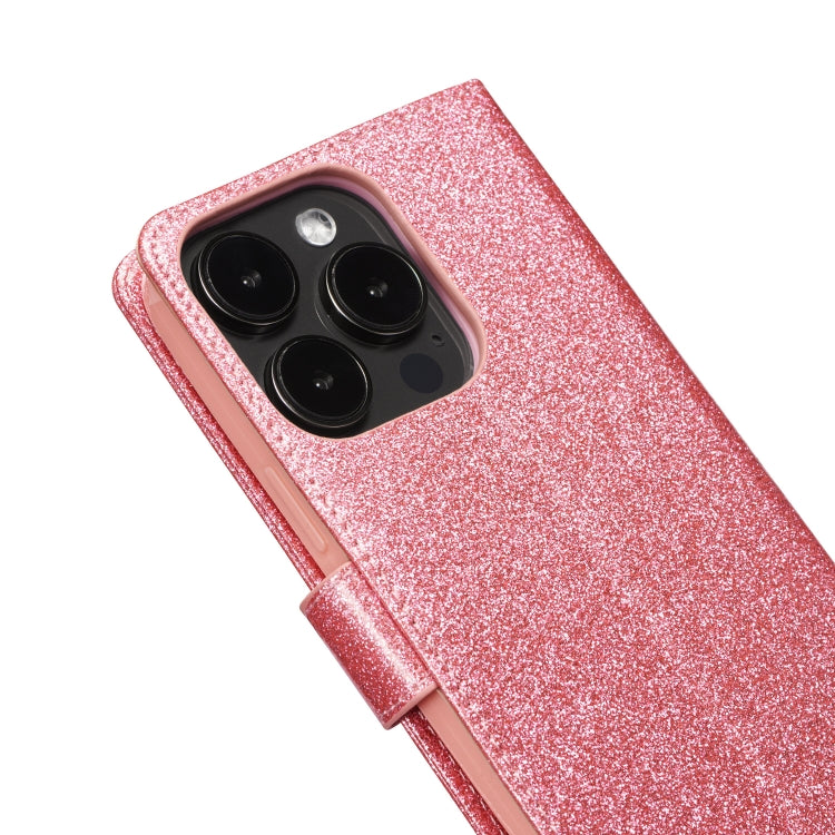 For iPhone 14 Pro Glitter Powder Love Leather Phone Case