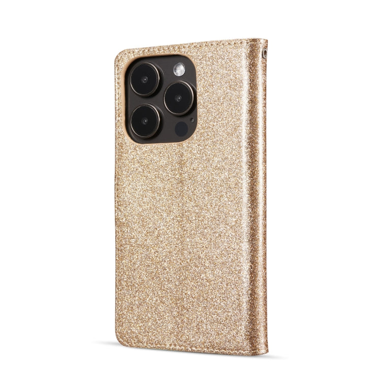 For iPhone 14 Pro Glitter Powder Love Leather Phone Case