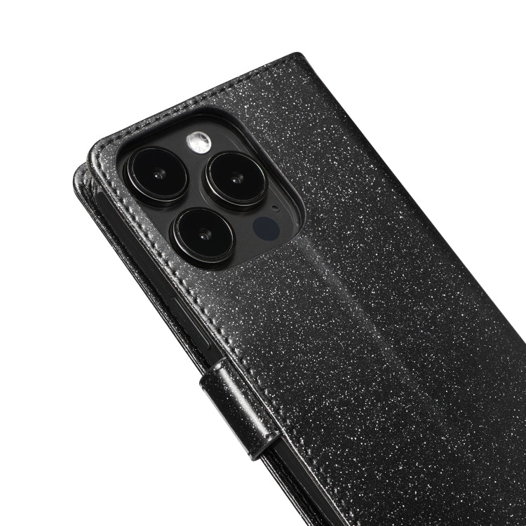 For iPhone 14 Pro Max Glitter Powder Love Leather Phone Case